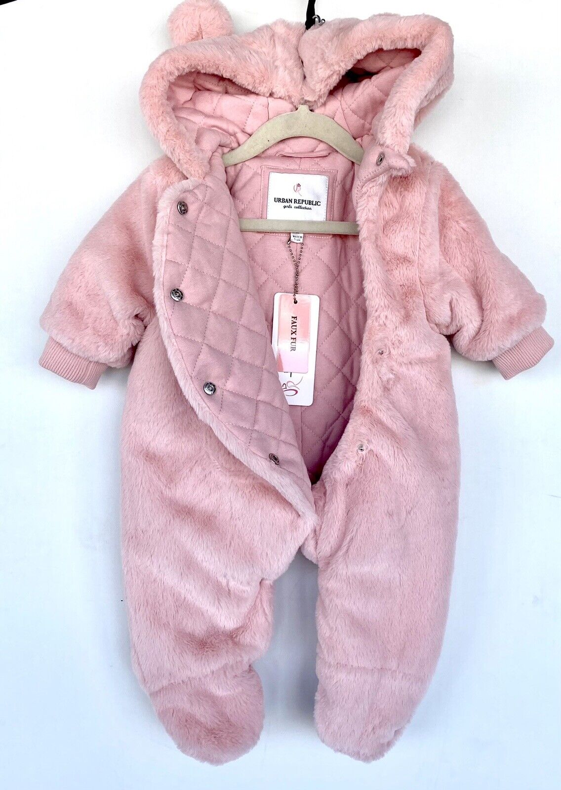 Urban Republic Faux Fur Bear Ears Snowsuit Retail $90 Price $45 NWT 6 Month