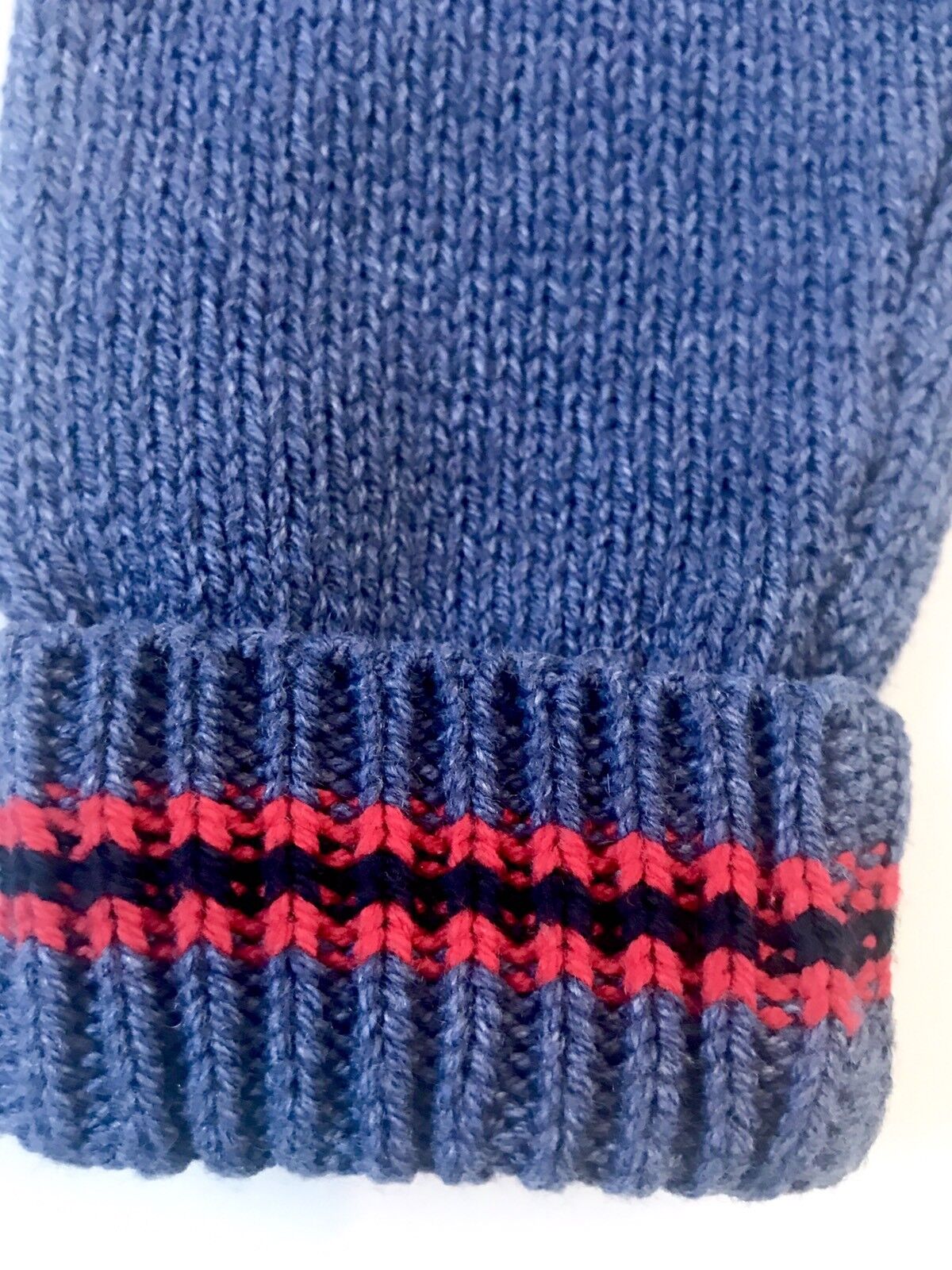 Joe Fresh Baby Blue Knitted Leggings With Red Leg Stripe. Price $14 Age 6-12 M