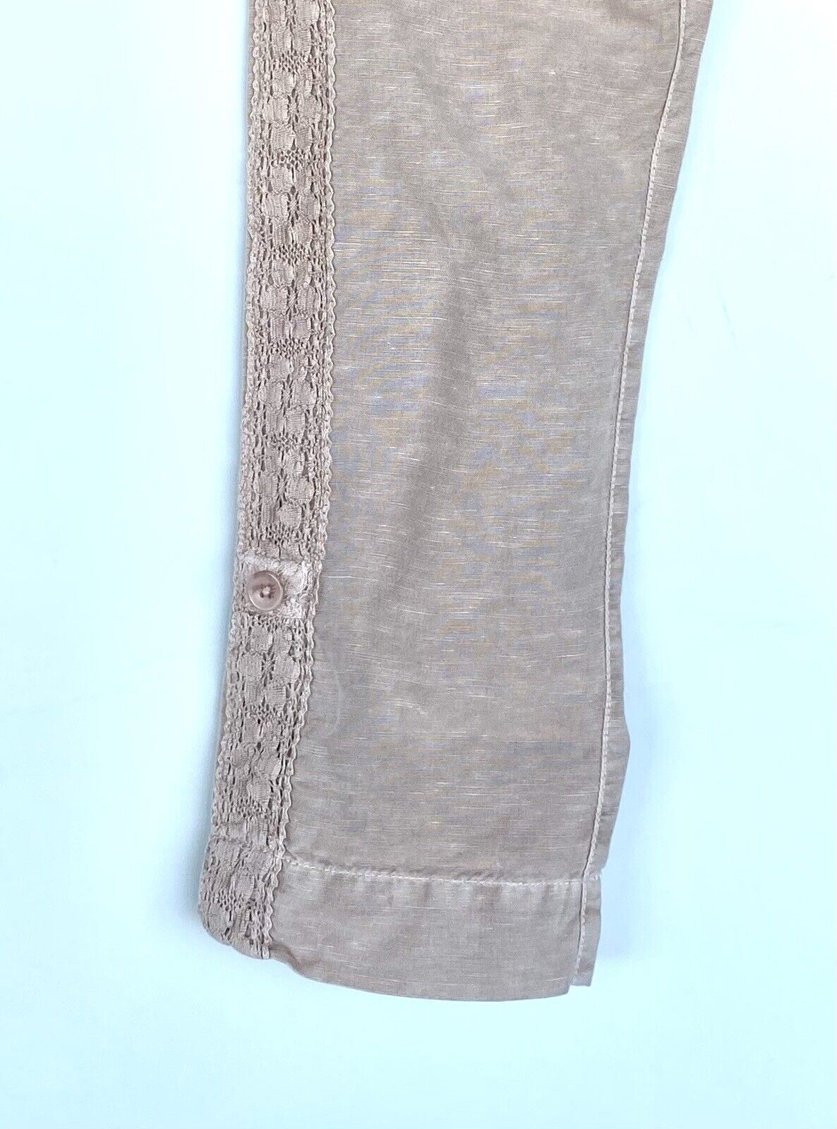 Sundance Organia Cotton Pants Lace Side Panel Retail $98 Price $56  Size 2