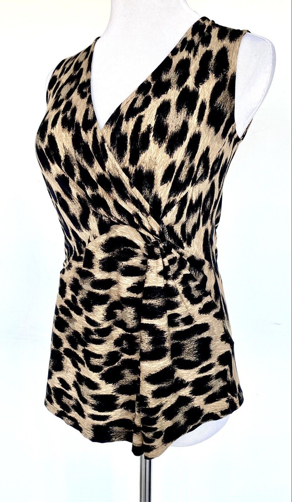 Joe Fresh Leopard Stretch Ruched Top Price $33 NWOT XS Sleeveless