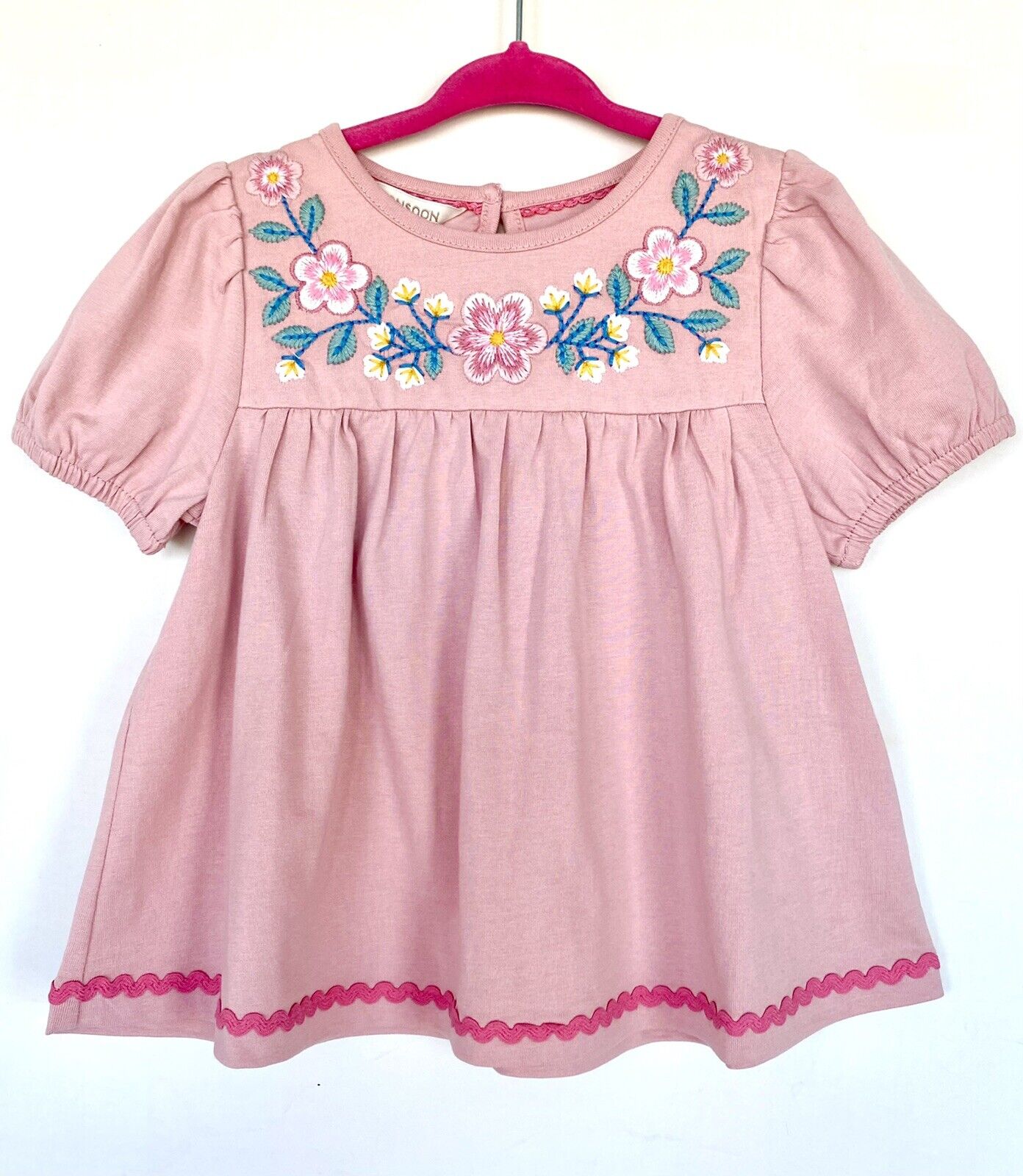 Monsoon London Pink Girls Appliqué Embroidery Top 3-4 Y  Price $25