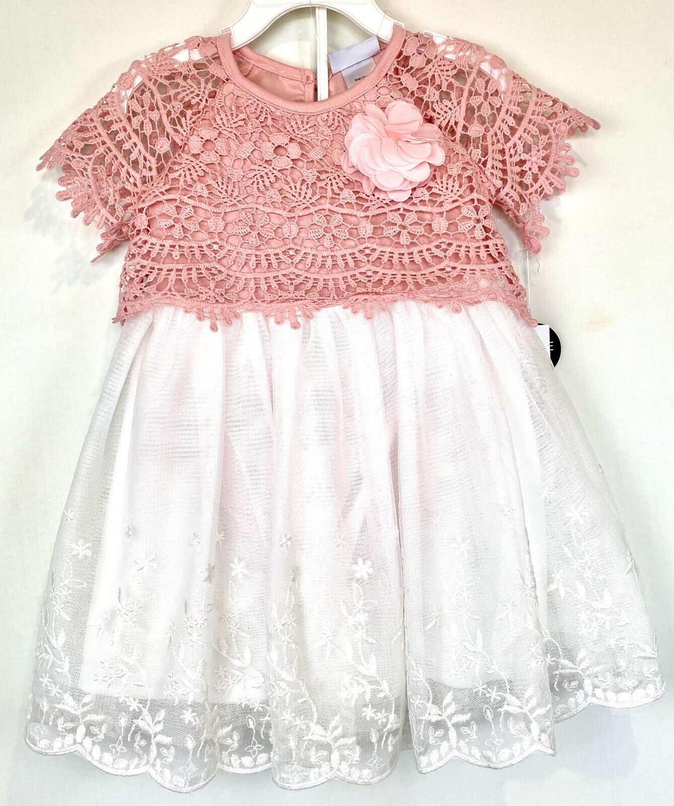 Nicole Miller Crochet Lace Net Tulle Dress & Pantie $38 Price $28 NWT 24 M