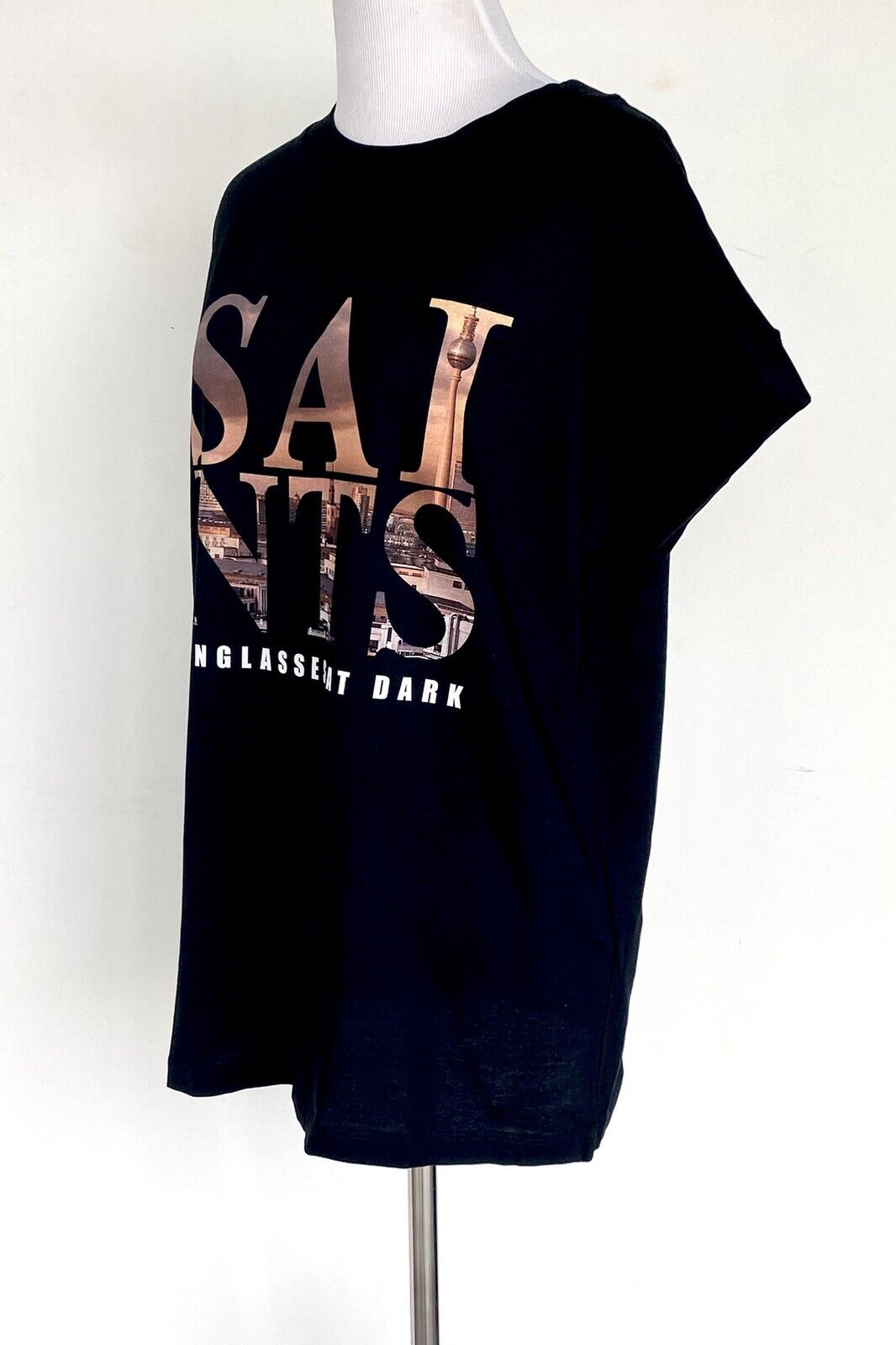 AllSaints City Imogen Boy Tee NWT Price $50 Size XS/S Roll Sleeve Black