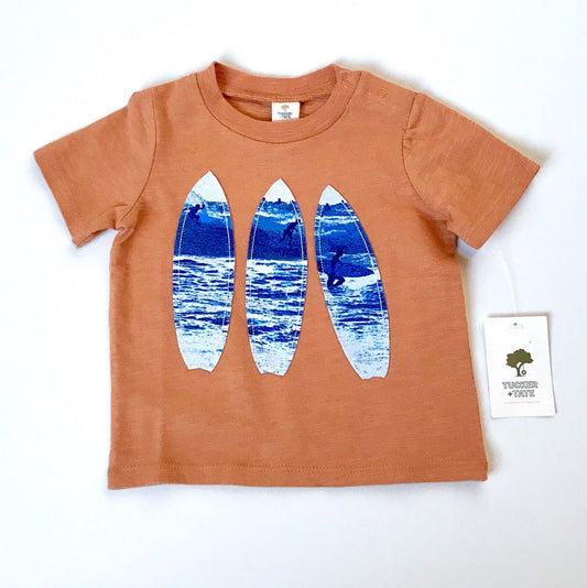 Tucker + Tate Burnt Orange Surfboard Appliqué Tee NWT Retail $22 Price $13.20 6M