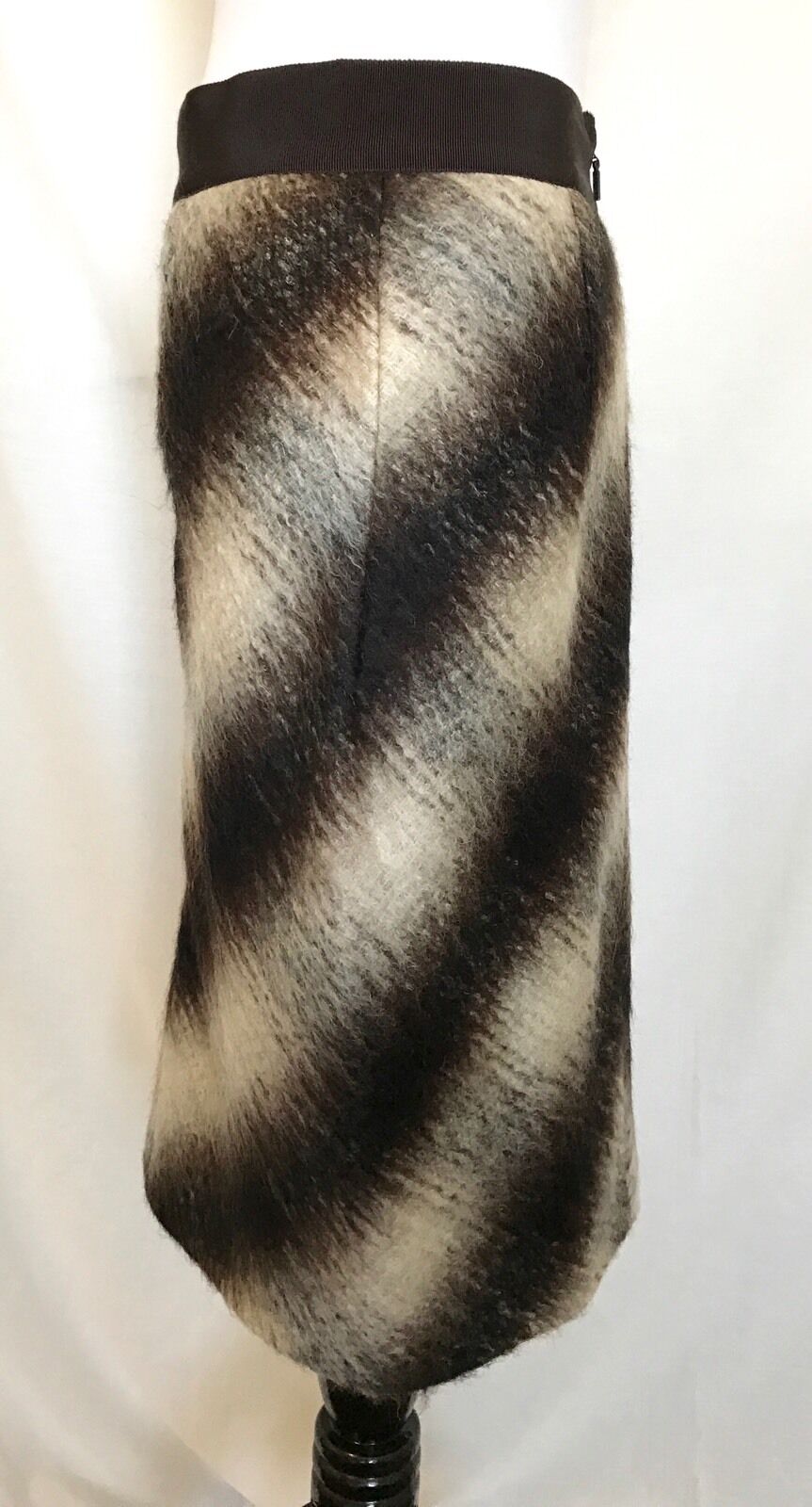 Carolina Herrera Mohair Skirt Brown & Cream NWT Retail $540 Price $225 Size 4