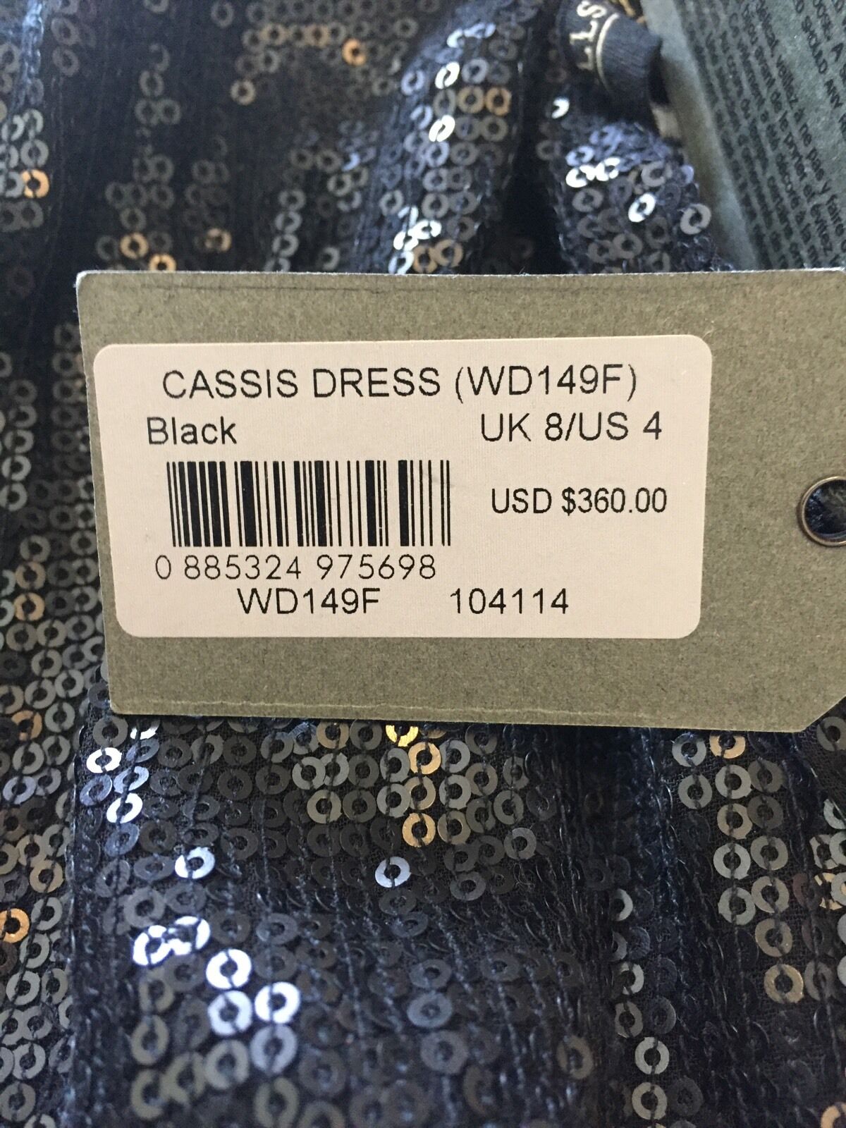 AllSaints NWT Cassis Sequin Black Formal/ Prom Dress.Retail $360 Price $154 Sz 4