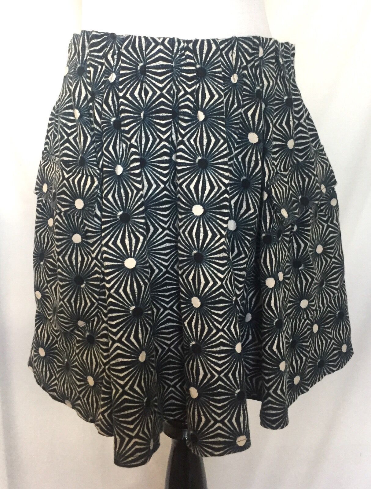 Free People Flared Skirt Blue Black White Sun Retail $88 Price $38 NWT