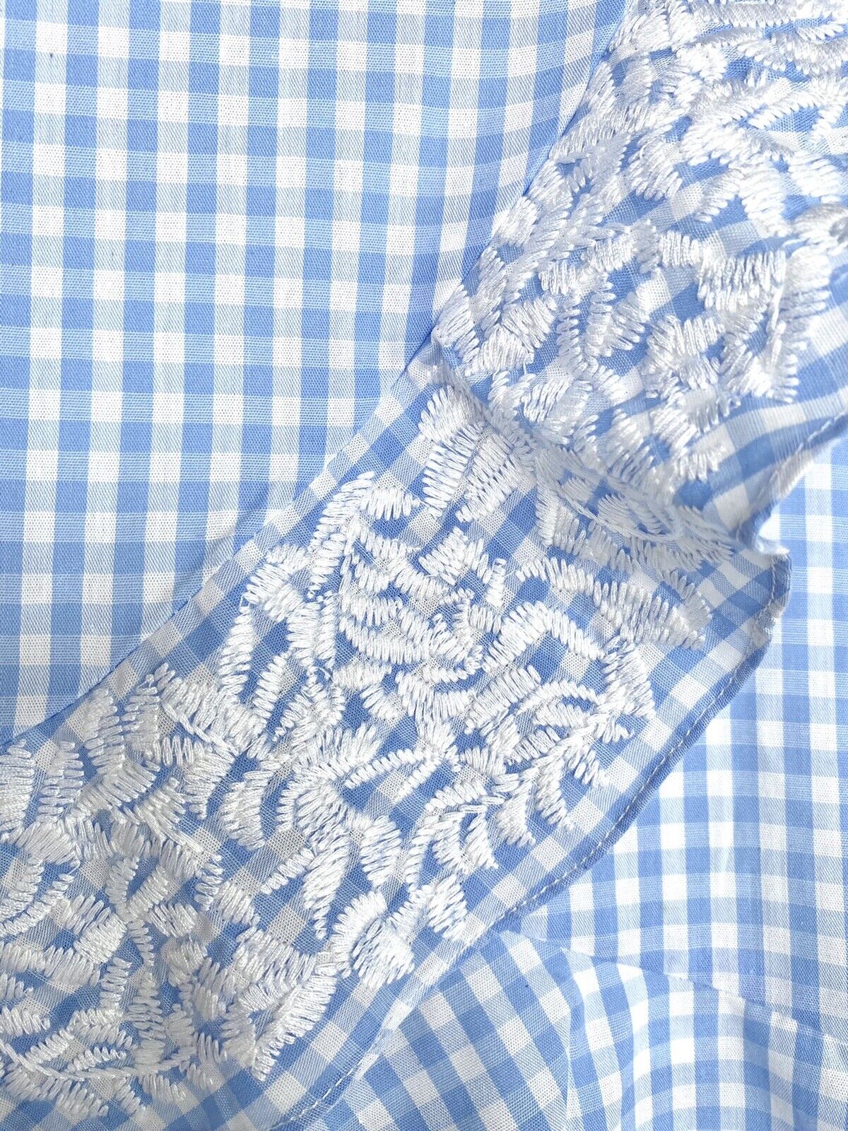 J Marie White embroidered Samm blue check skirt size S Retail $68 Price $34 NWT