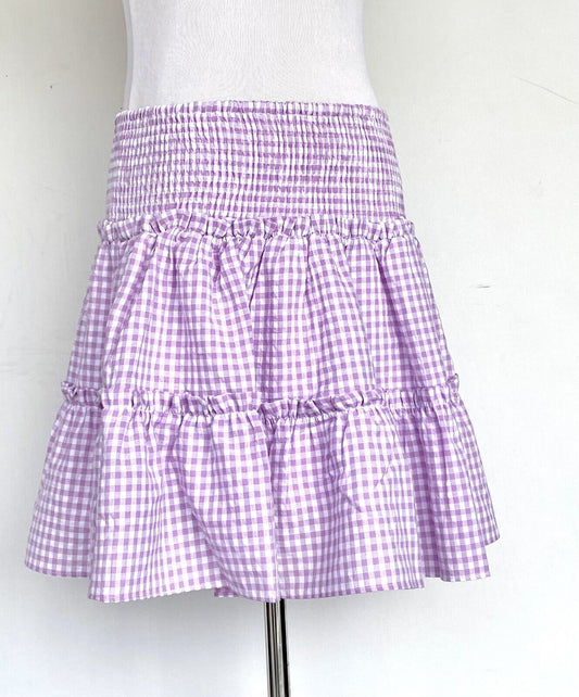 J Marie The Gemma Skort Size L Retail $62 Price $49 NWT Lavender  Gingham Tiered