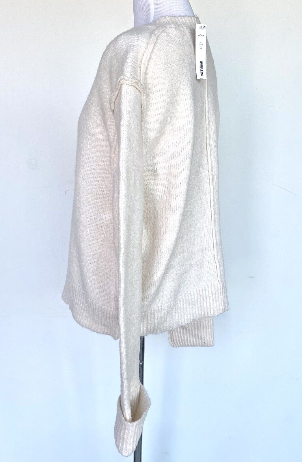 Aqua Ivory Seamed Long Sleeve Sweater Retail $78 Price $45 S NWT