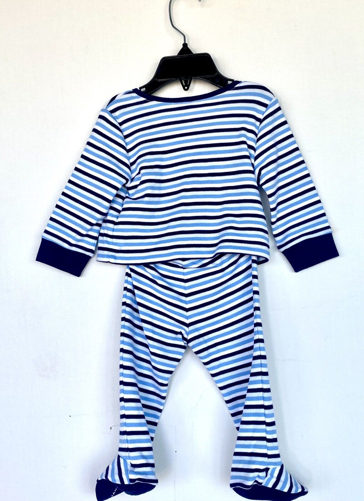 Janie And Jack Blue Stripe Kimono Wrap Footed 2Pc 6-9M NWT Retail $44 Price $27