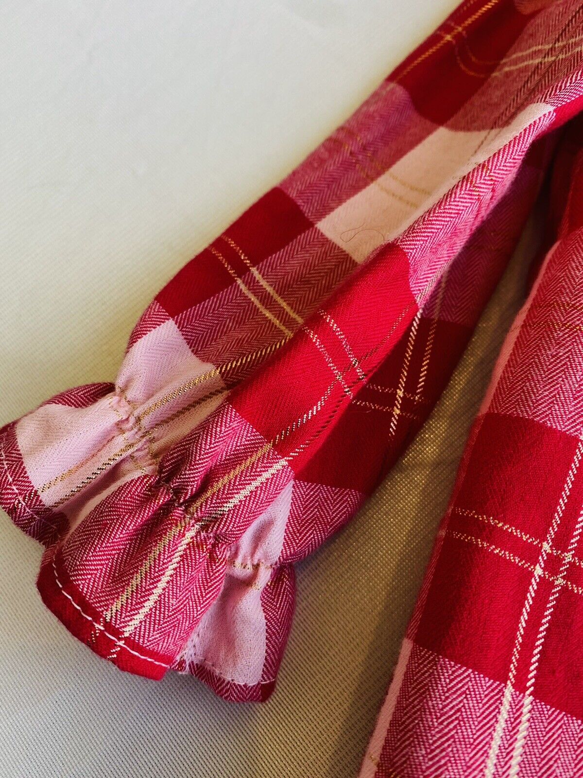 Bonnie Baby Red Gold Check Smocked 2 Pc Dress & Panties 0-3M Price $24