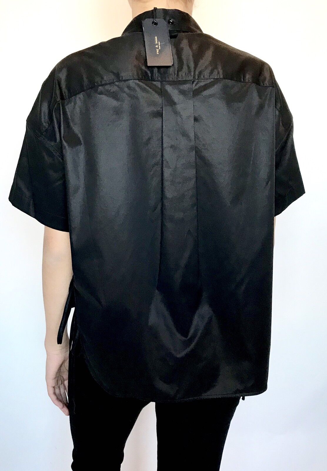 Rag And Bone Black Lace Up Side Mason Shirt. Size XS Retail $325 Price $148 NWT