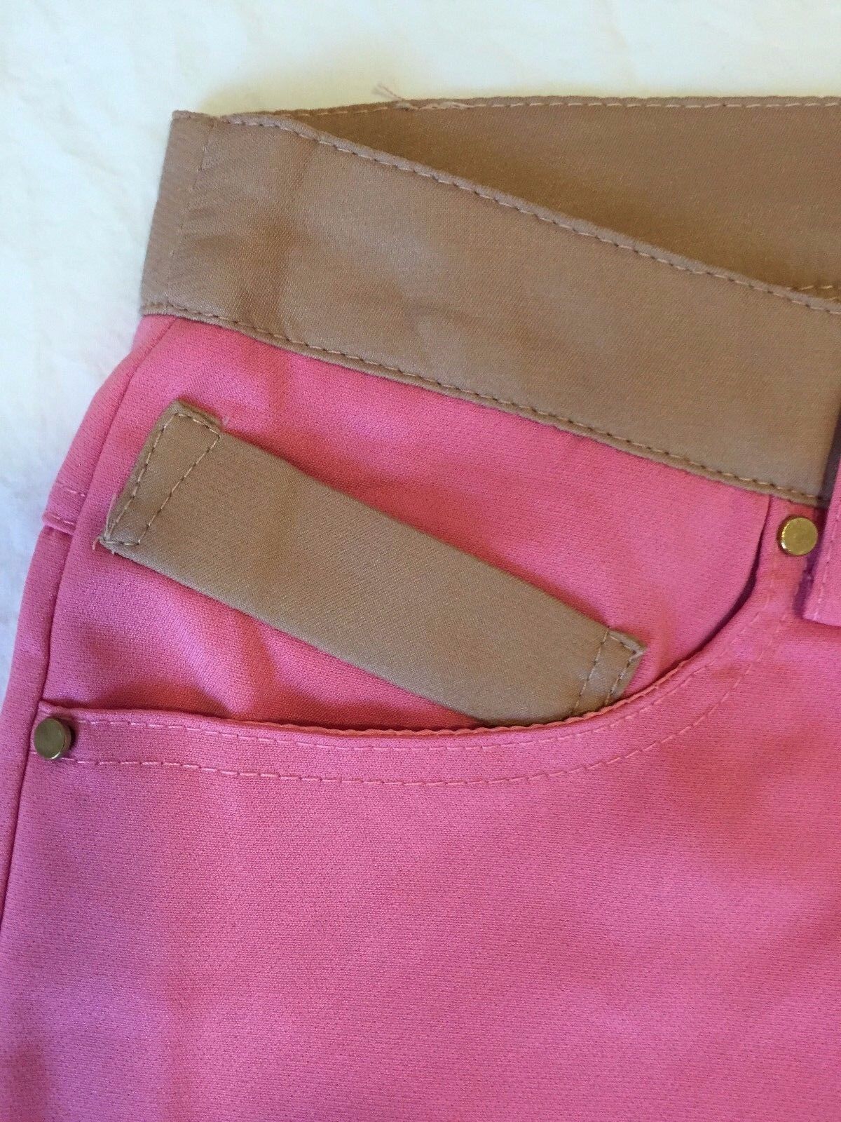 Carla Giannini Gold Italian Designer cropped tapered pink Pants NWT size M $25