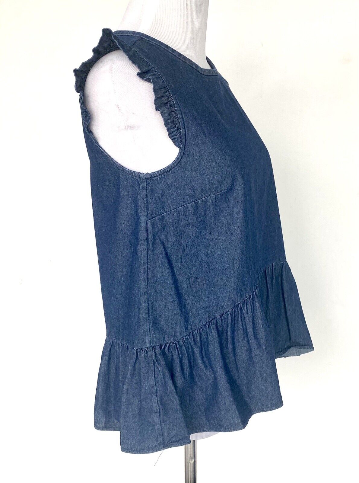 Kate Spade Indigo Chambray Flounce Top NWT Retail $148 Price $84 Size 0