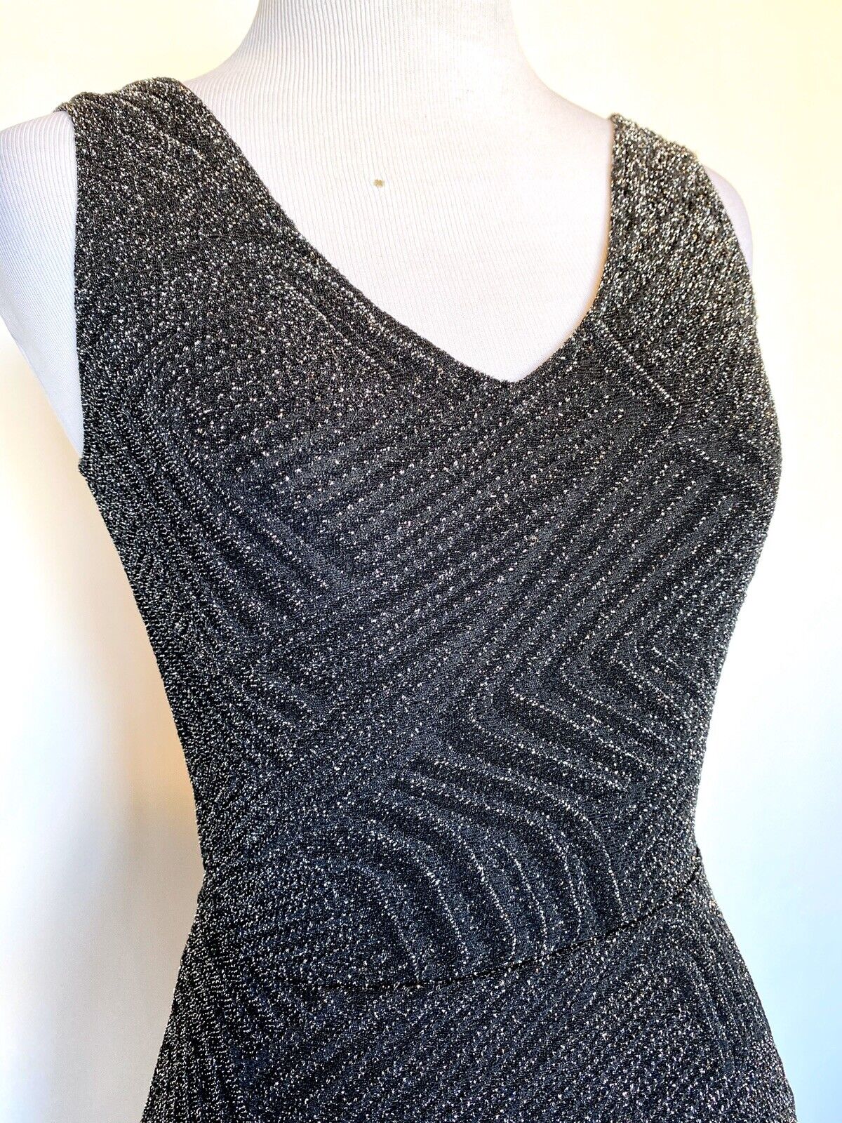 Aqua Black & Silver Stretch Skater Dress XS Retail $78 Price $29