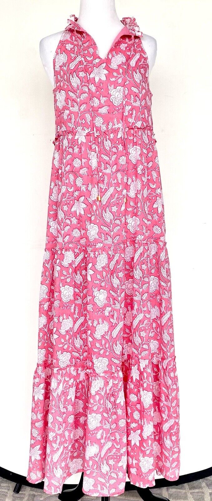 J Marie Emilia Rose ruffle tier maxi dress size S Retail $188 Price $85
