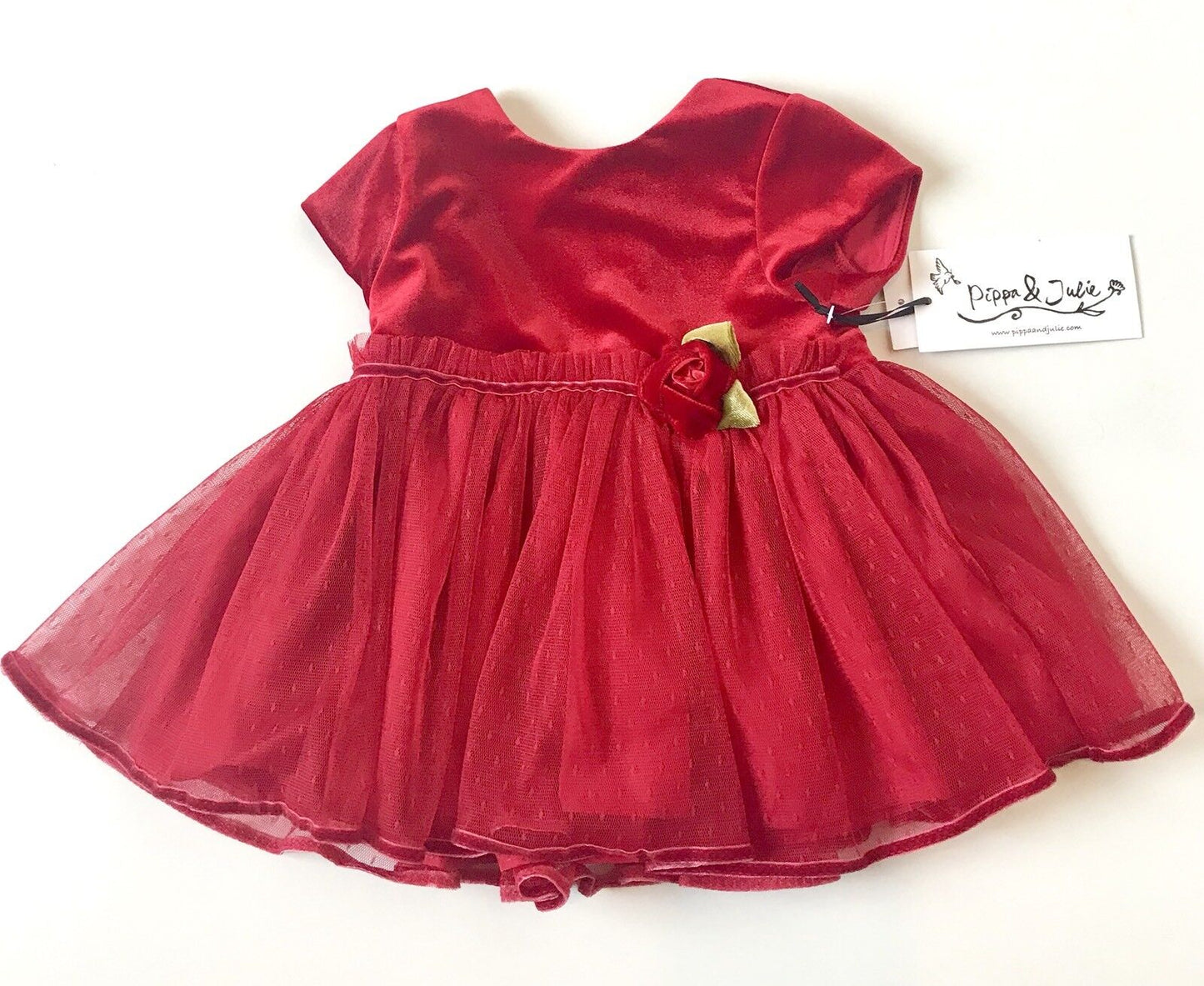 Pippa & Julie 2pc Red Velvet & Net Dress & Legging Retail $44 Price $$29 18 M