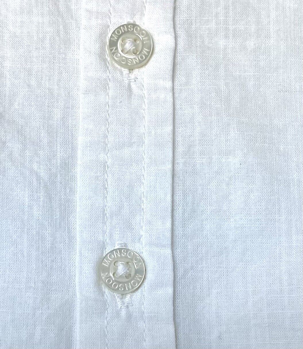 Monsoon London Nehru White Cotton Long Sleeve Shirt 6-12 M  Price $32