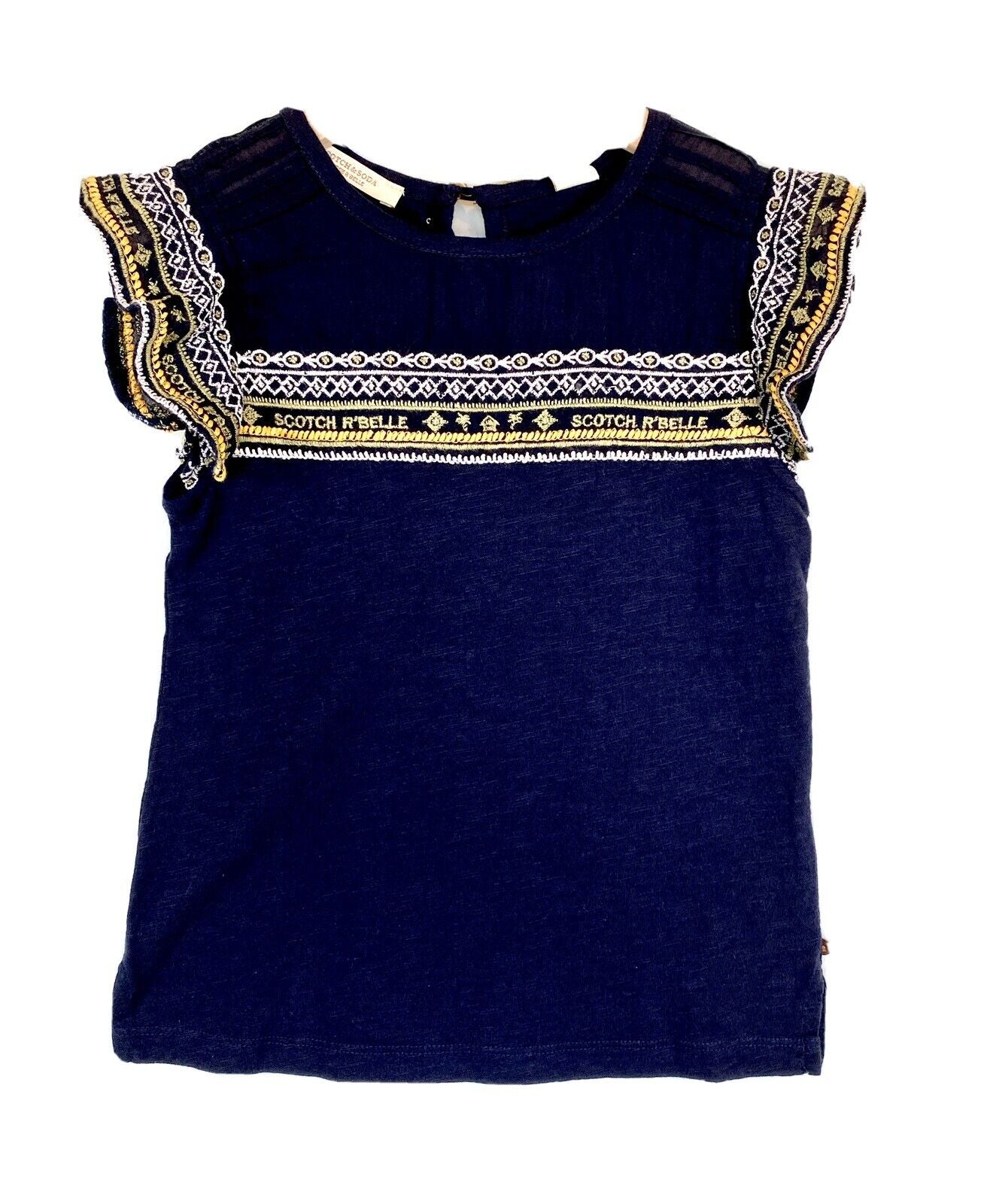 Scotch R'Belle Flutter Sleeve Embroidered Top NWT Age 6 Retail $72 Price $48