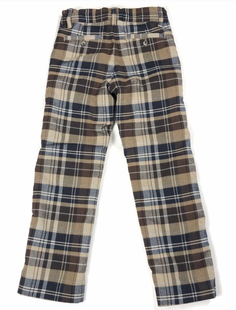 Janie And Jack Tan Brown &Navy Plaid Pants 18-24 M NWT Retail $59 Price $32