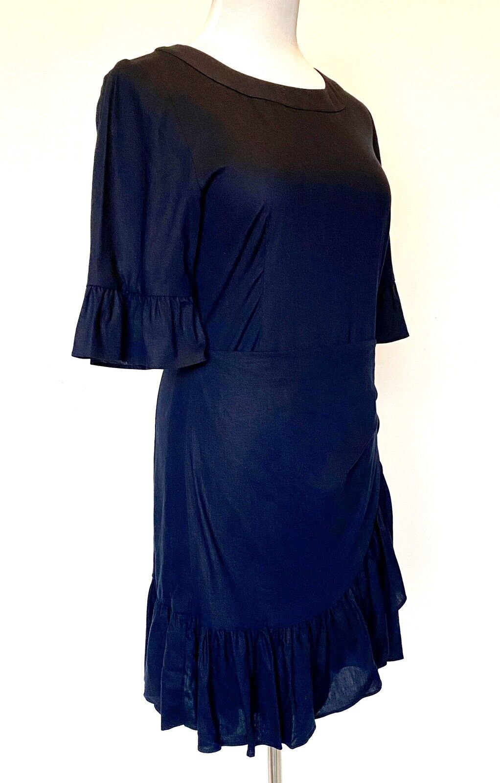 Le Gali Ruffle Wrap Front Linen Mix Dress Size S Retail $139 Price $38 NWT