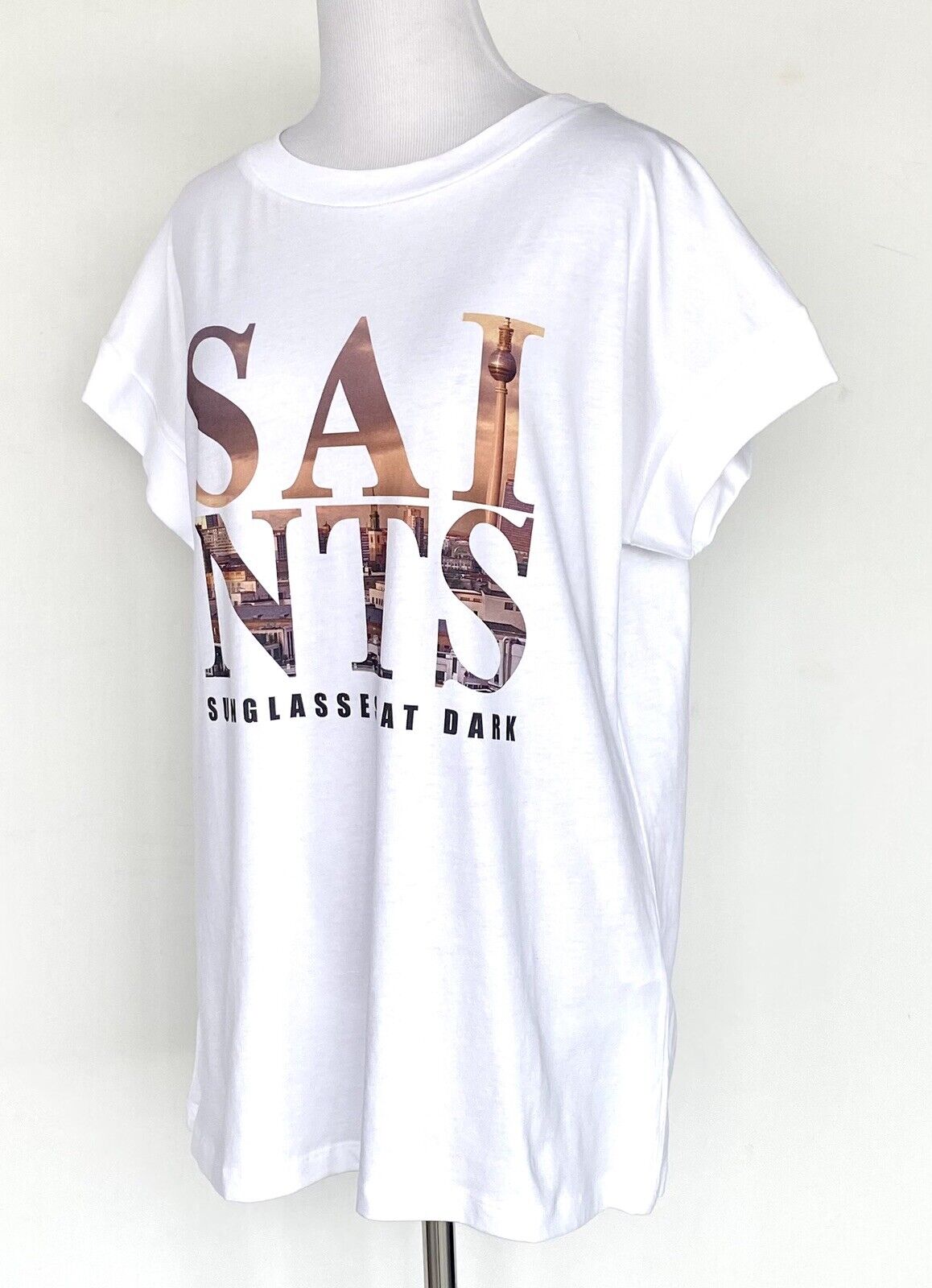 AllSaints City Imogen Boy Tee NWT Price $50 Size XS/S Roll Sleeve White