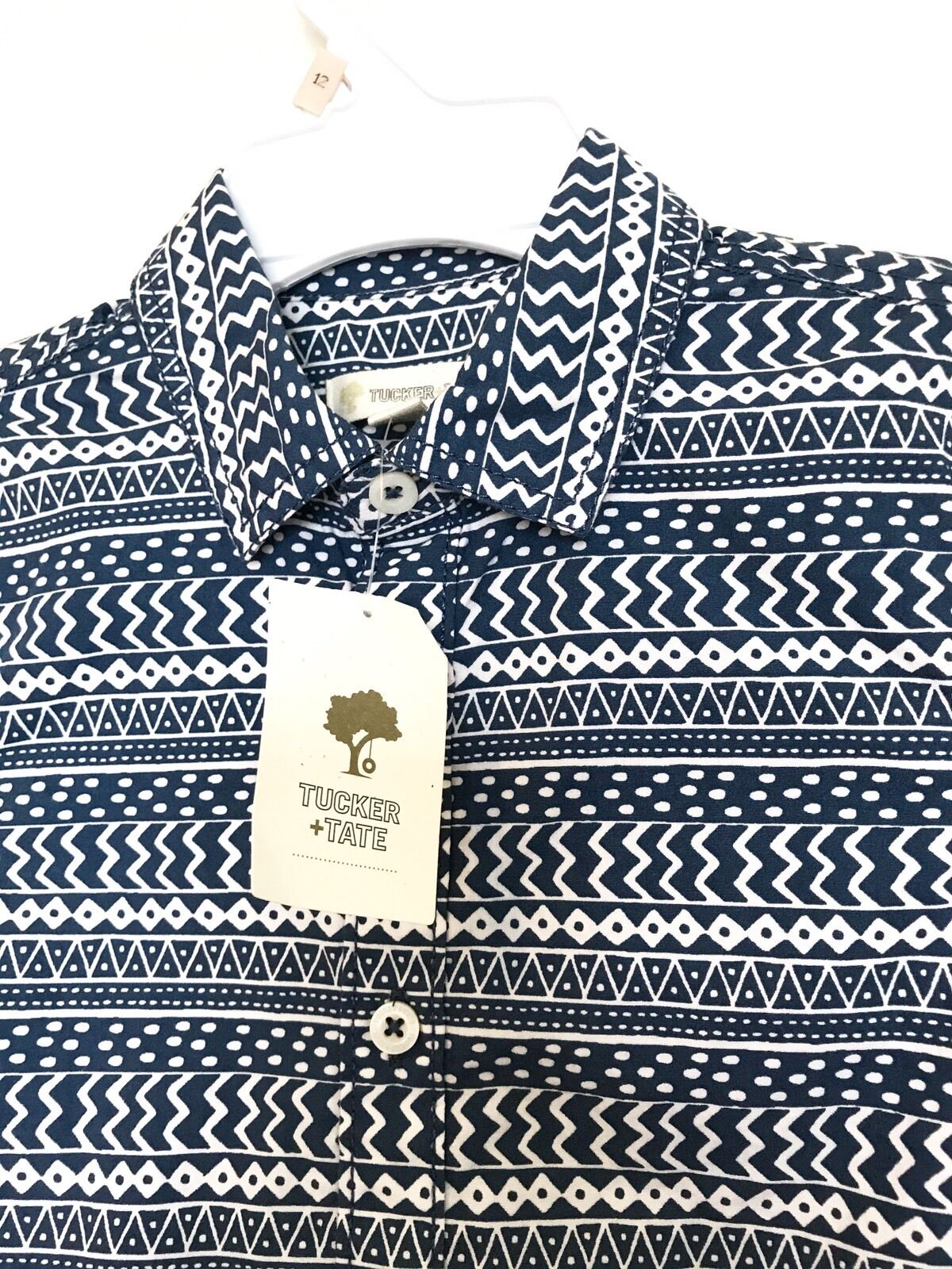 Tucker + Tate  Navy Blue Geo Stripe Shirt. NWT Retails $32 Price $23 Age 3