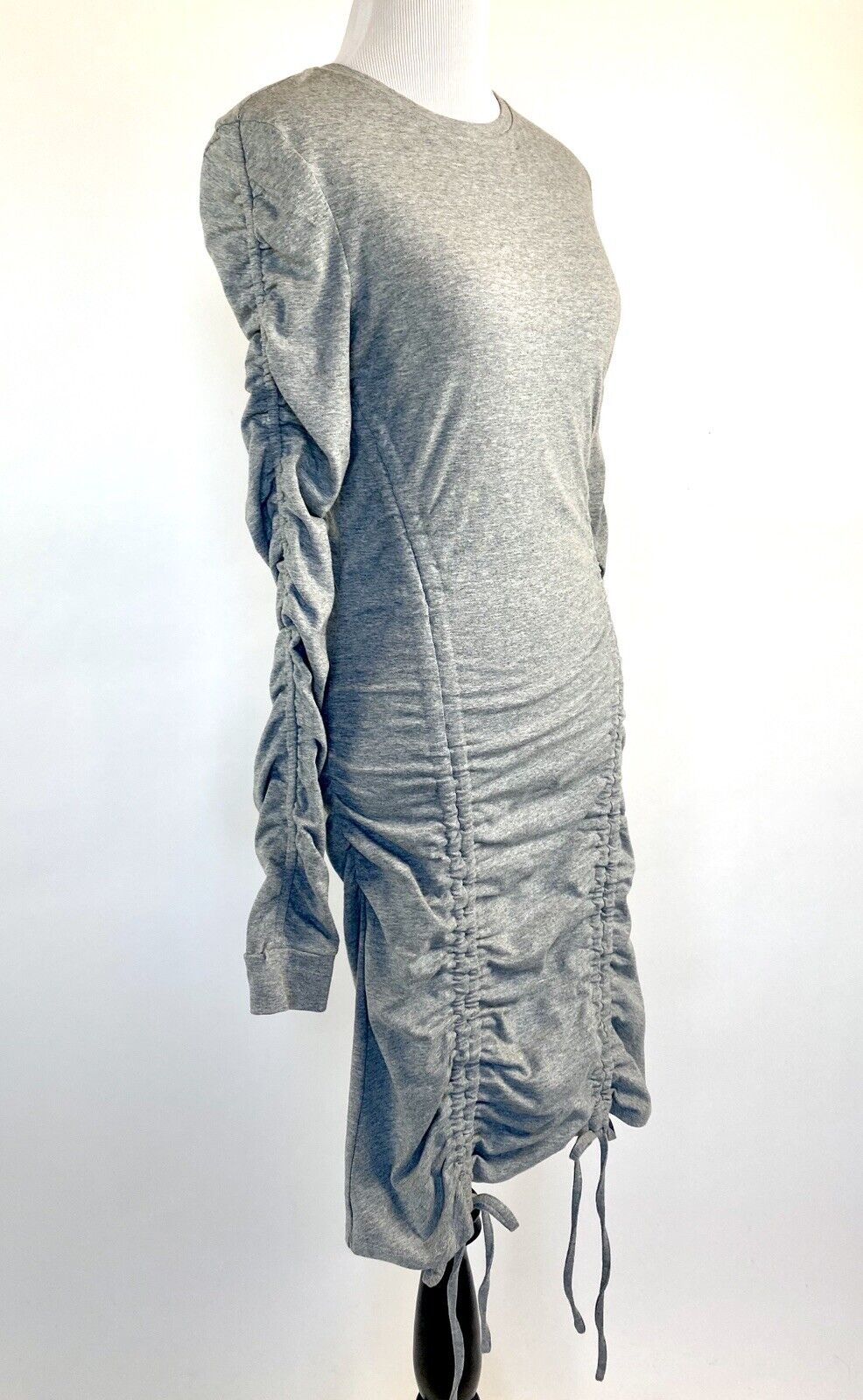Kendall + Kylie Grey Ruched LS Stretch Dress S Retail $118 Price $72