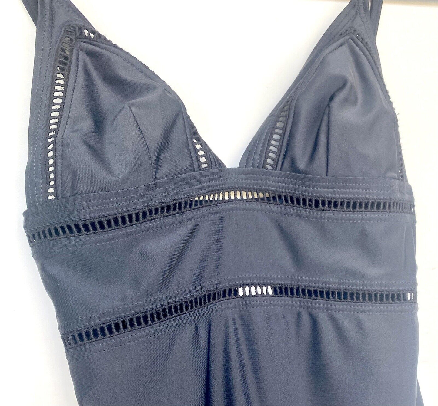 French Connection Black Cutout V Neck Swimsuit NWT Retails $78 Price $42 Size XS
