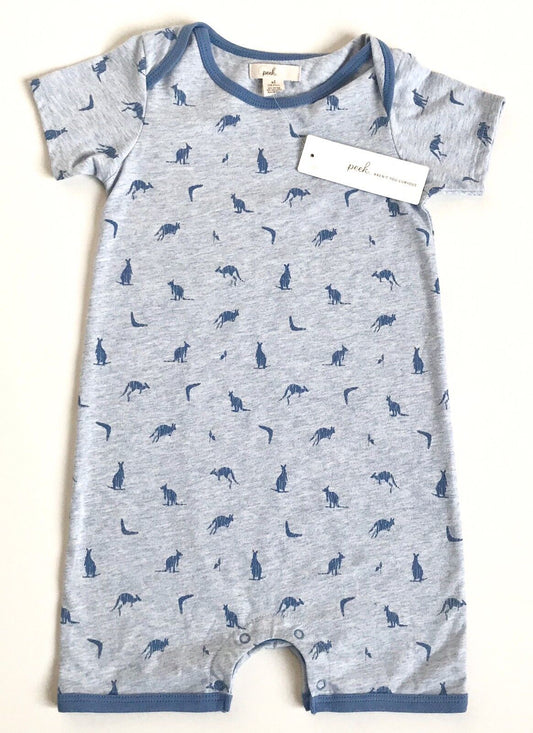 Peek Blue Kangaroo Hemsworth Romper NWT . 12-24 Month. Retails $34 Price $20.40