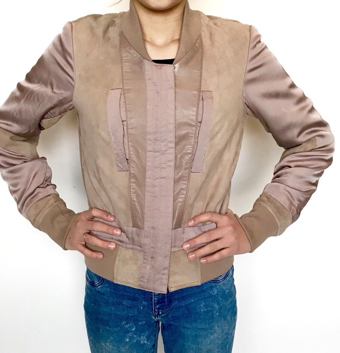 AllSaints Craddock Suede & Leather Jacket NWT Retail $530 Price $272 Size 0