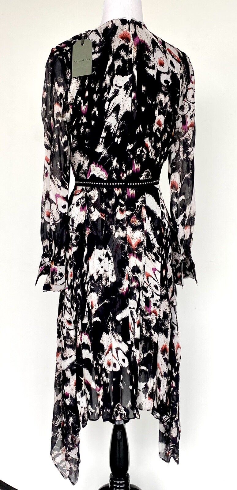 Allsaints Lizia Wing Chiffon Dress NWT Size 0 Retail $398 Price $165