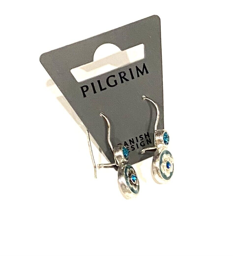 Pilgrim Jewelry Swarovski Crystal Blue Sterling silver Plated Earrings $14
