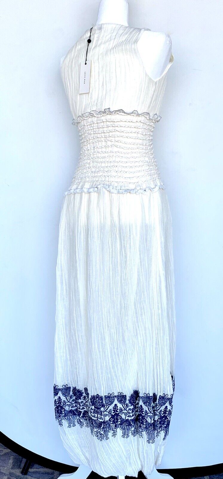 Leon max Max Studio linen smocked dress Retail $428 Price $142 XS