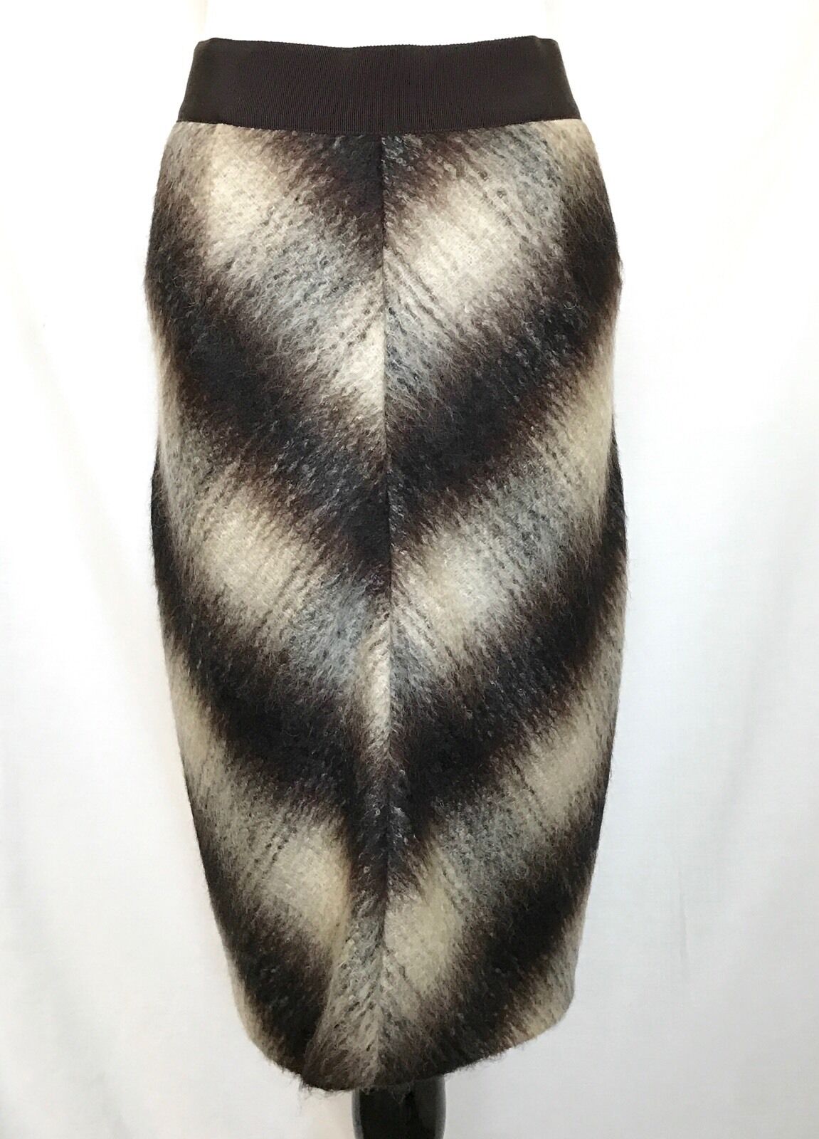 Carolina Herrera Mohair Skirt Brown & Cream NWT Retail $540 Price $225 Size 4