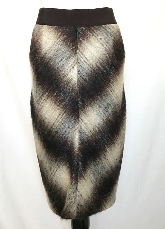 Carolina Herrera Mohair Skirt Brown & Cream NWT Retail $540 Price $225 Size 4