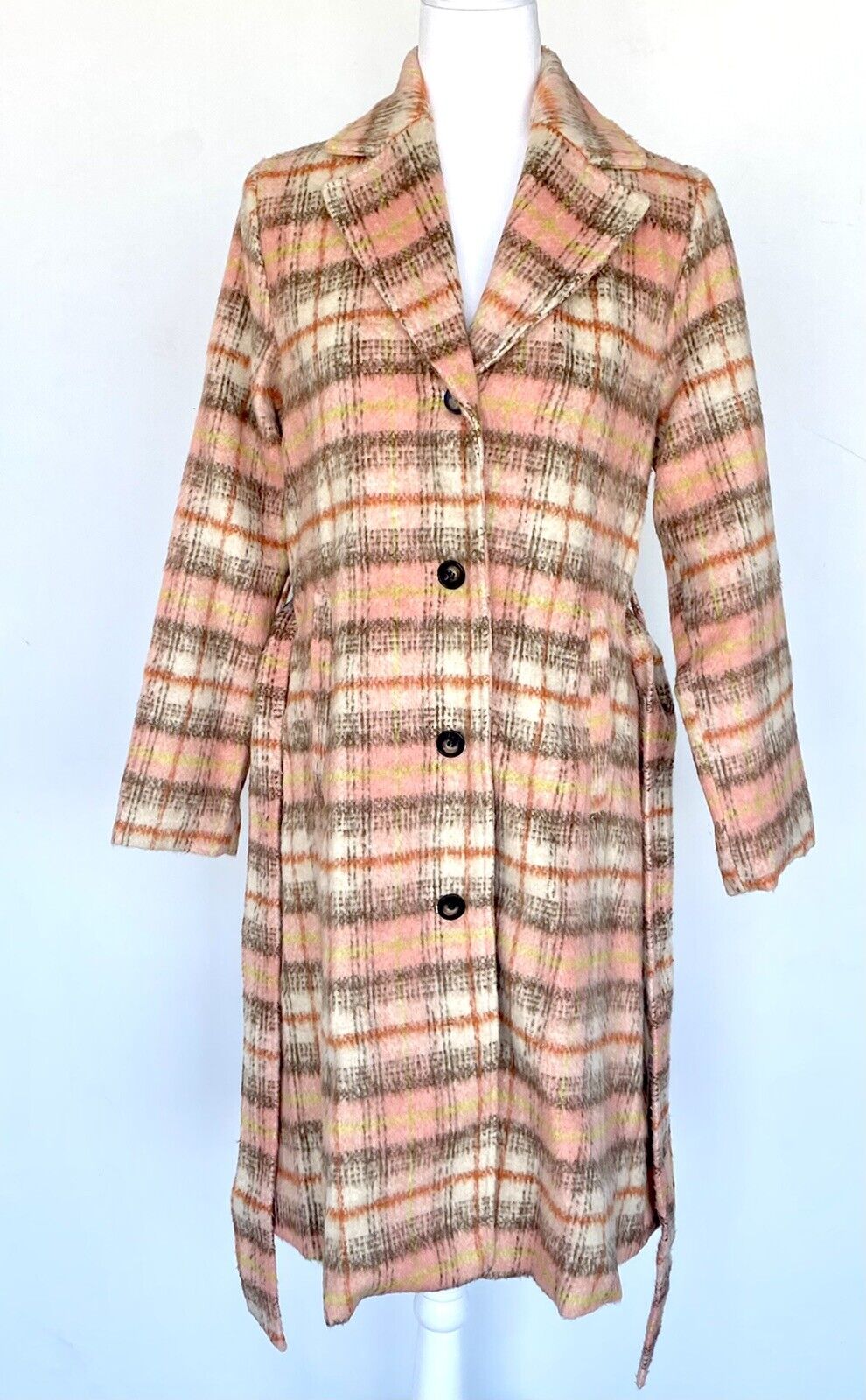 Aura Apricot plaid coat. XS/S price $78