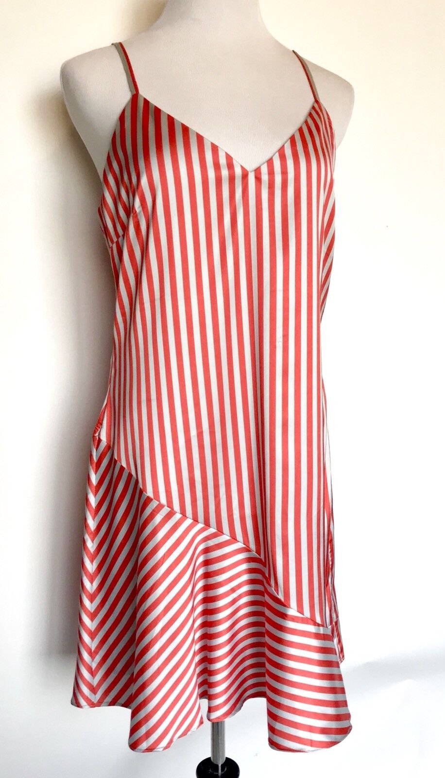 Lea And Viola Striped Silky Dress. Retails $168 Price $69 NWT Size L