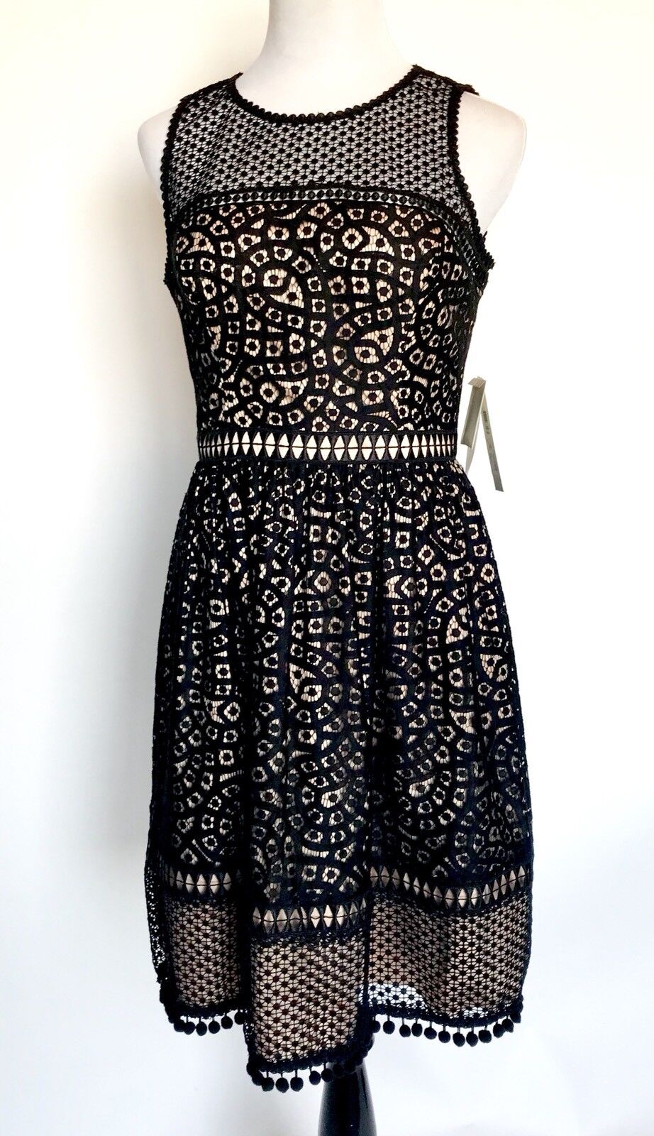 Eliza J  Black Lace Crochet Net Skirt  Dress NWT Retails $178 Price $82 Size 10