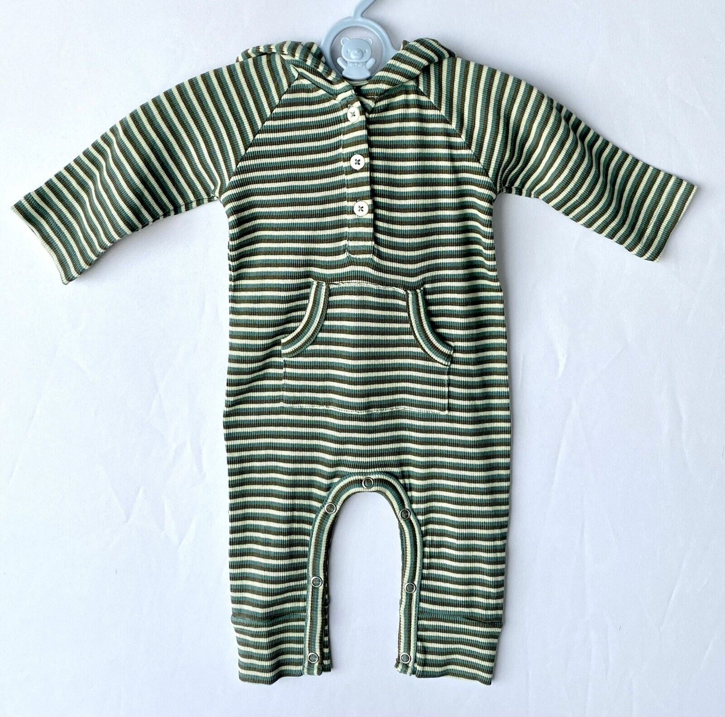 Kate Quinn Organic Cotton Stripe Hooded Jumpsuit Retail $38 Price $28 0-3 M