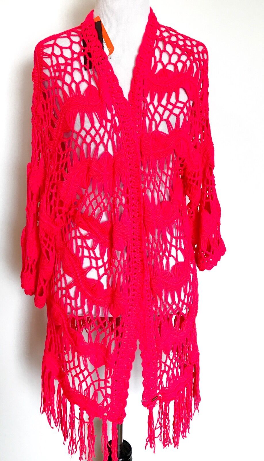 Superdry Red Crochet Cardigan / Coverup NWT Size S Retail $54.50 Price $42