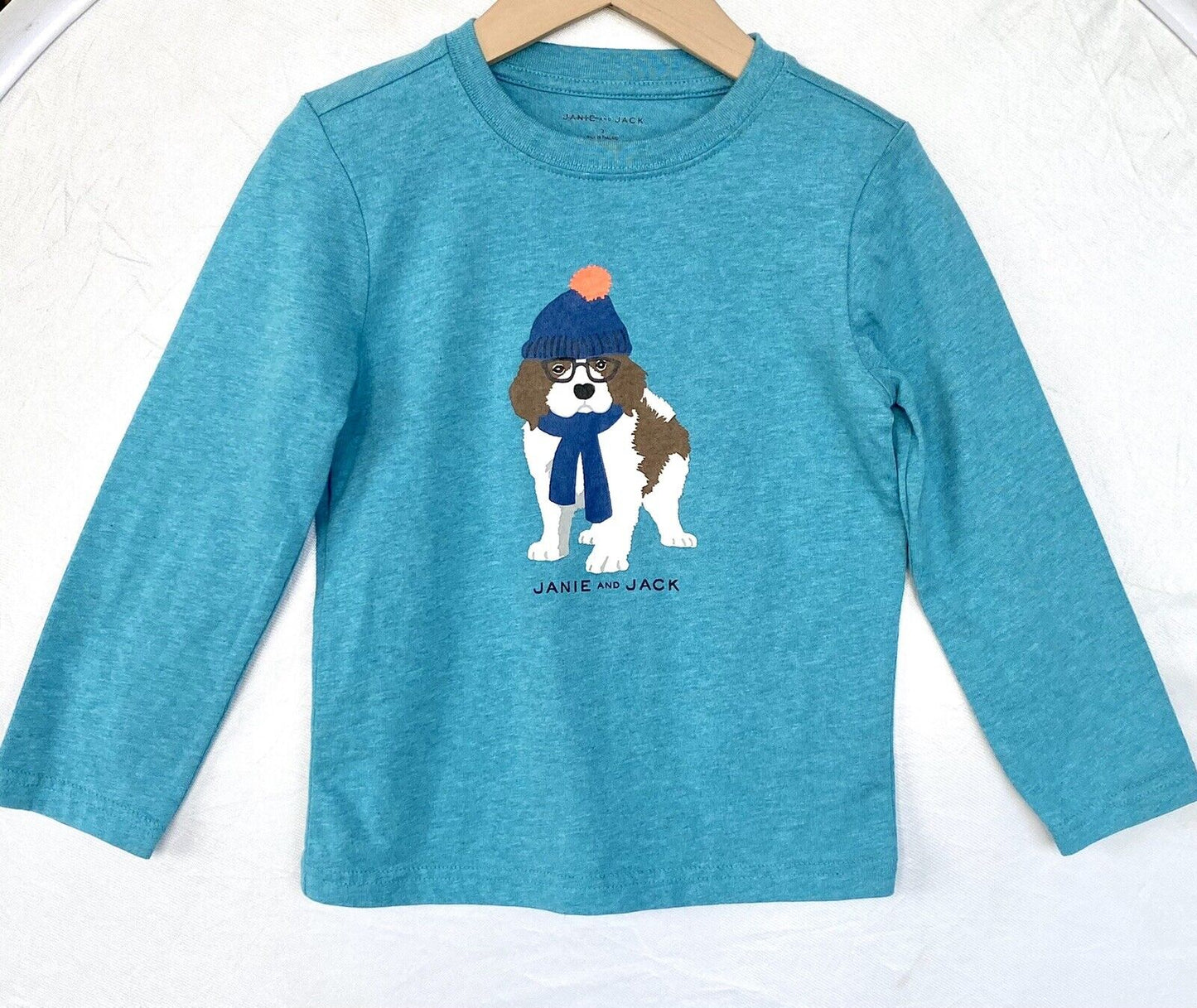 Janie And Jack Blue Puppy Long Sleeve Top Age 3 Price $19.95 New