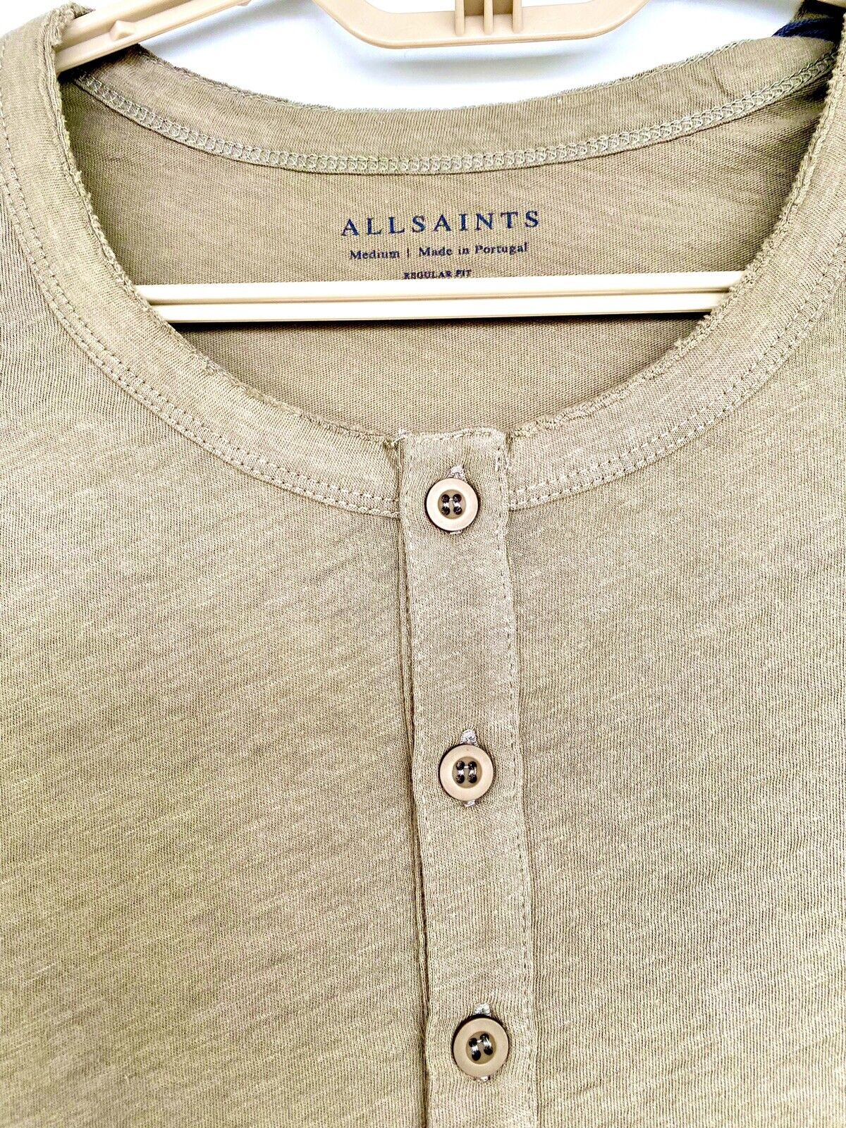 AllSaints Figure Henley SS Tee. NWT Retail $79 Price $59 Khaki Size M