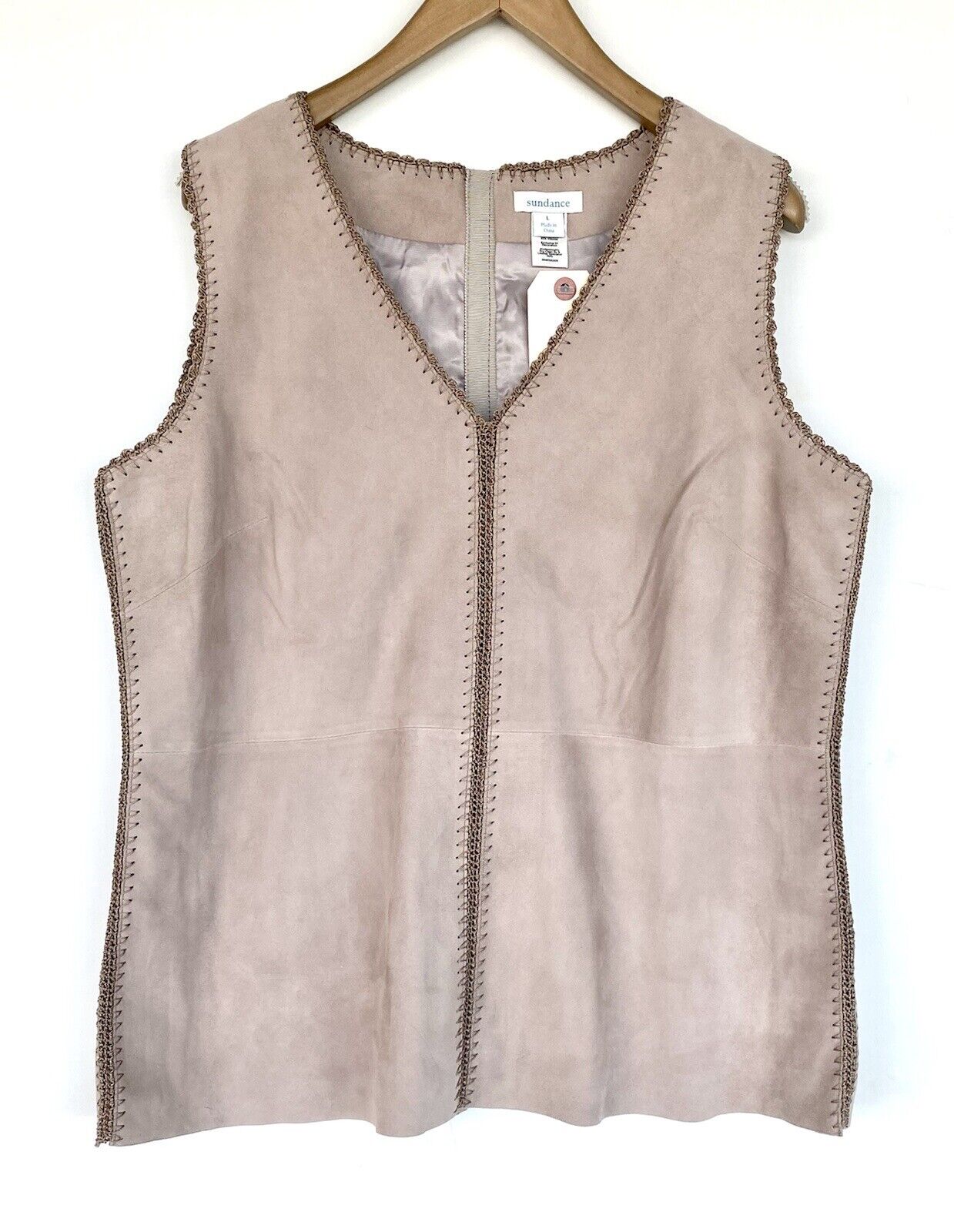 Sundance Dakota Suede Leather Vest Top Retails $298 Price $128 NWT Size L