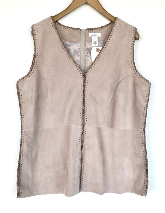 Sundance Dakota Suede Leather Vest Top Retails $298 Price $128 NWT Size L