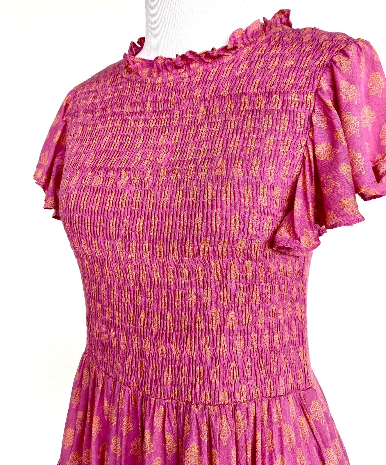 J Marie Mia Rose Smocked Ruched Tiered Dress size XS Retail $168 Price $70 NWT