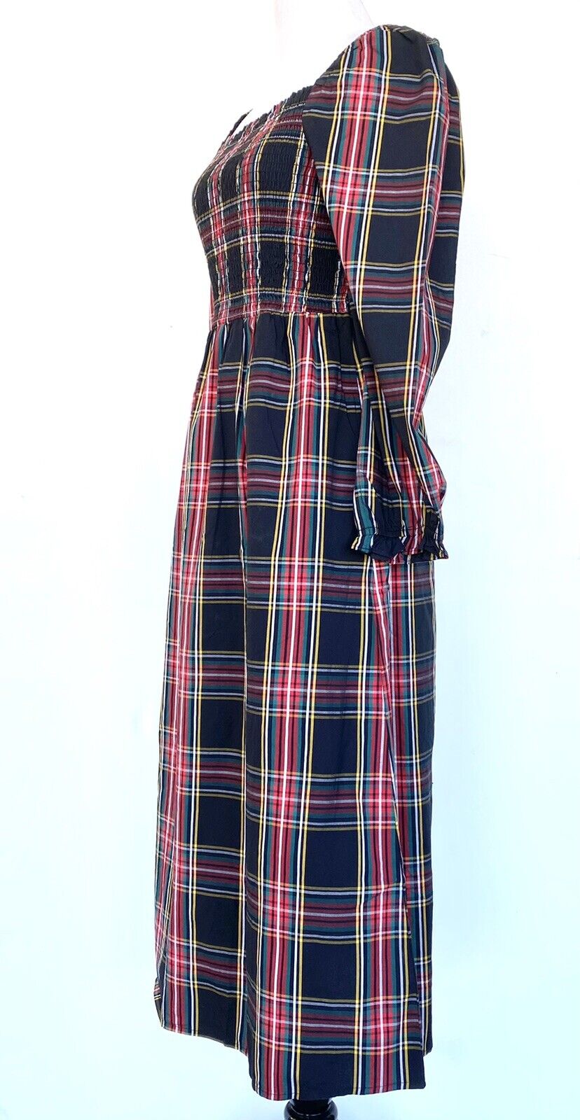 J.Crew Tartan Plaid Smocked Bodice Size M Retail $128 Price $69 Cotton Poplin
