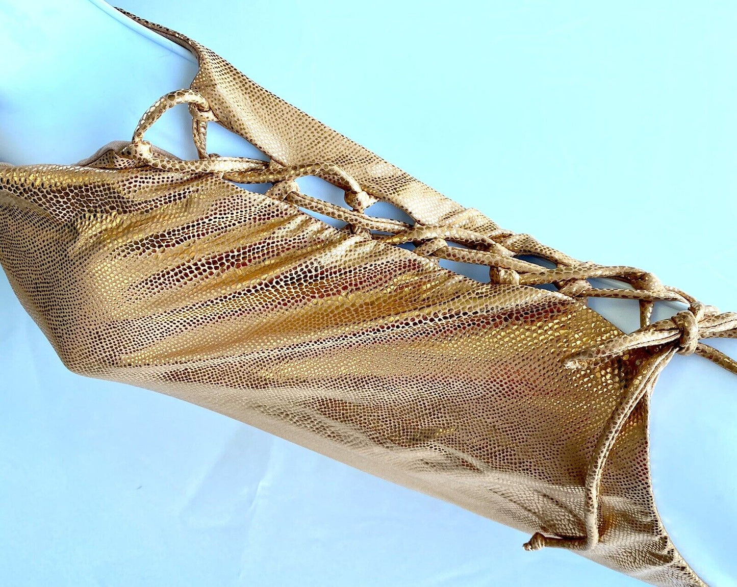 The Bikini Lab Womens Metallic Bronze Lace-Up Swimsuit $64