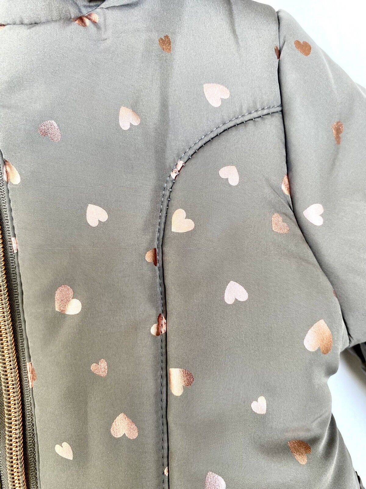 KENSIE Girl Ruffle Waist Grey Coat 12M RETAILS $65 Price $39 Pink Metallic Heart